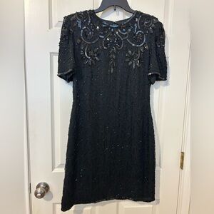 Vintage 100% pure silk beaded cocktail party dress